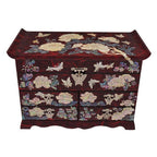 Mother of Pearl Red Wood Treasure Chest Jewelry Box Trinket Necklace Organizer
