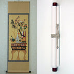 Wall Living Room Decor Hanging Scroll Korean Folk Flower Vase Art Painting Print
