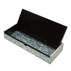 Mother of Pearl Inlay Desk Wood Pen Pencil Brush Holder Lid Case Box Organiz