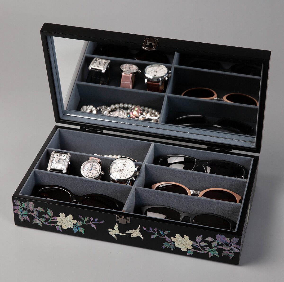 Mother of Pearl Peacock Sunglass Box Eyeglasses Display Storage Show Case Holder