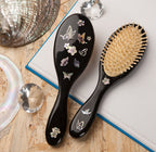 Mother of Pearl Oval Butterfly Scalp Massage Detangling Wood Bristle Hairbrush