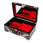 Mother of Pearl Peacock Wooden Red Jewelry Keepsake Trinket Treasure Chest Box 