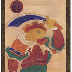Chinese Zodiac Sign 12 Animal Guardian Deity Rooster Hanging Scroll Painting