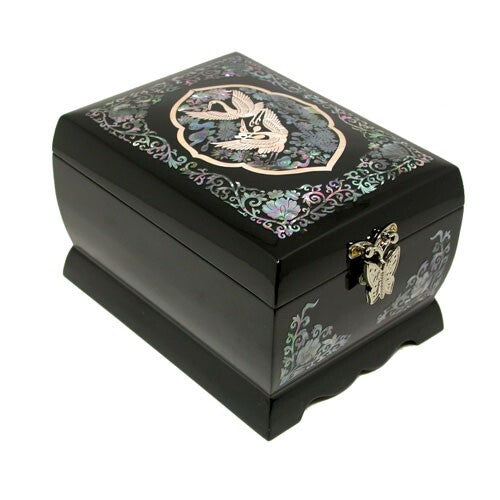 Mother of Pearl Music Jewelry Box Ring Necklace Brooch Trinket Case Chest Holder
