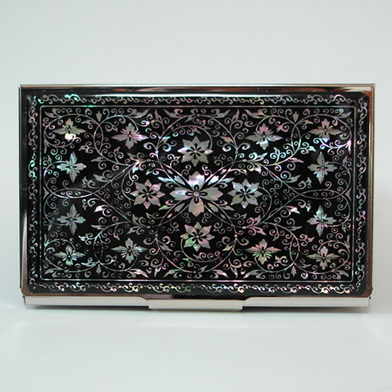 Mother of Pearl Metal Business Credit Name Wallet ID Debit Mini Card Holder Case