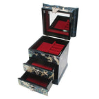Mother of Pearl Wood Art Decorative Blue Jewelry Trinket Keepsake Gift Box Chest