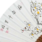 Hand Folding Bird Plum Flower Design White Paper Flower Painting Wall Asian Fan