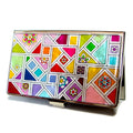 MOP Yellow Green Red Mosaic Metal Business Credit Name Card Case Wallet Holder 