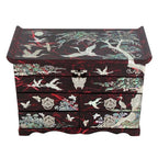 Mother of Pearl Art Red Wood Drawer Jewelry Treasure Trinket Box Chest Organizer