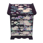 Mother of Pearl Wood Purple Jewelry Necklace Ring Earrings Box Case Chest Holder