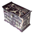 MOP Asian Lacquer Wood Purple Treasure Chest Jewelry Keepsake Trinket Gift Box 