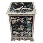 Mother of Pearl Inlay Bird Wood Lacquer Jewelry Trinket Keepsake Chest Box Gift