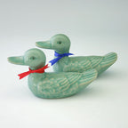 Celadon Green Art Pottery Ceramic Porcelain Green Duck Miniature Figurine Set