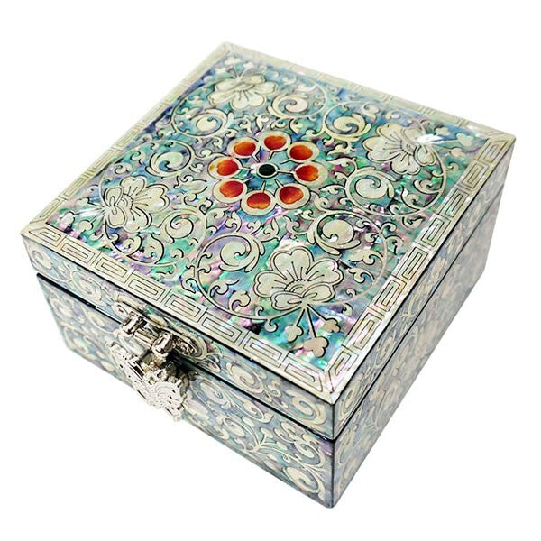 Mother of Pearl Wood Decorative Jewelry Box Keepsake Treasure Trinket Chest Box