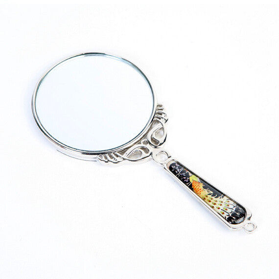MOP Wedding Favor Bridal Round Cosmetic Makeup Hand Vanity Pouch Beauty Mirror
