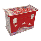 Mother of Pearl Asian Lacquer Wooden Jewelry Keepsake Treasure Chest Trinket Box