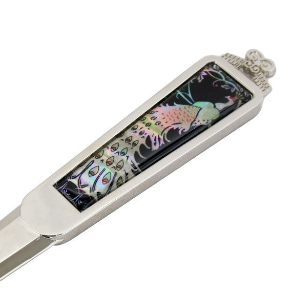 Mother of Pearl Peacock Letter Opener Metal Sword Blade Envelope Cutter Slitter