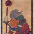 Chinese Zodiac Sign 12 Animal Guardian Deity Pig Hanging Scroll Korean Painting