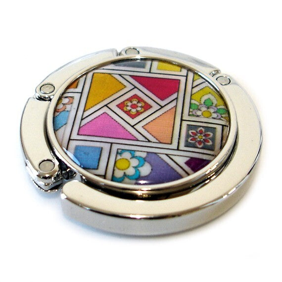 Mother of Pearl Colorful Table Fold Purse Caddy Handbag Bag Holder Hanger Hook
