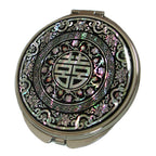 Mother of Pearl Chinese Charm Letter Compact Cosmetic Pocket Purse Makeup Mirror