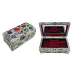 Mother of Pearl Flower 2-Tier Wood Jewelry Box Trinket Treasure Keepsake Chest