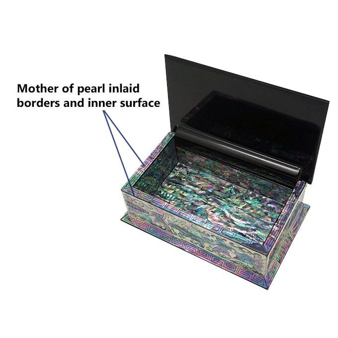 Mother of Pearl Flower Office Desk Art Decor Business Name Card Holder Case Box