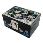 Mother of Pearl Wood Black Treasure Jewelry Travel Trinket Box Chest Gift Case