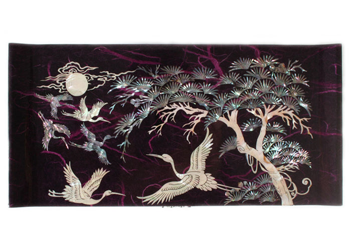 MOP Asian Lacquer Wood Purple Treasure Chest Jewelry Keepsake Trinket Gift Box 