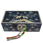 Mother of Pearl Asian Wood Jewelry Box Storage Ring Trinket Chest Case Holder