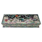 Mother of Pearl Inlay Desk Wood Pen Pencil Brush Holder Lid Case Box Organizer