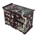 Mother of Pearl Art Red Wood Drawer Jewelry Treasure Trinket Box Chest Organizer