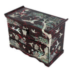 Mother of Pearl Art Red Wood Drawer Jewelry Treasure Trinket Box Chest Organizer