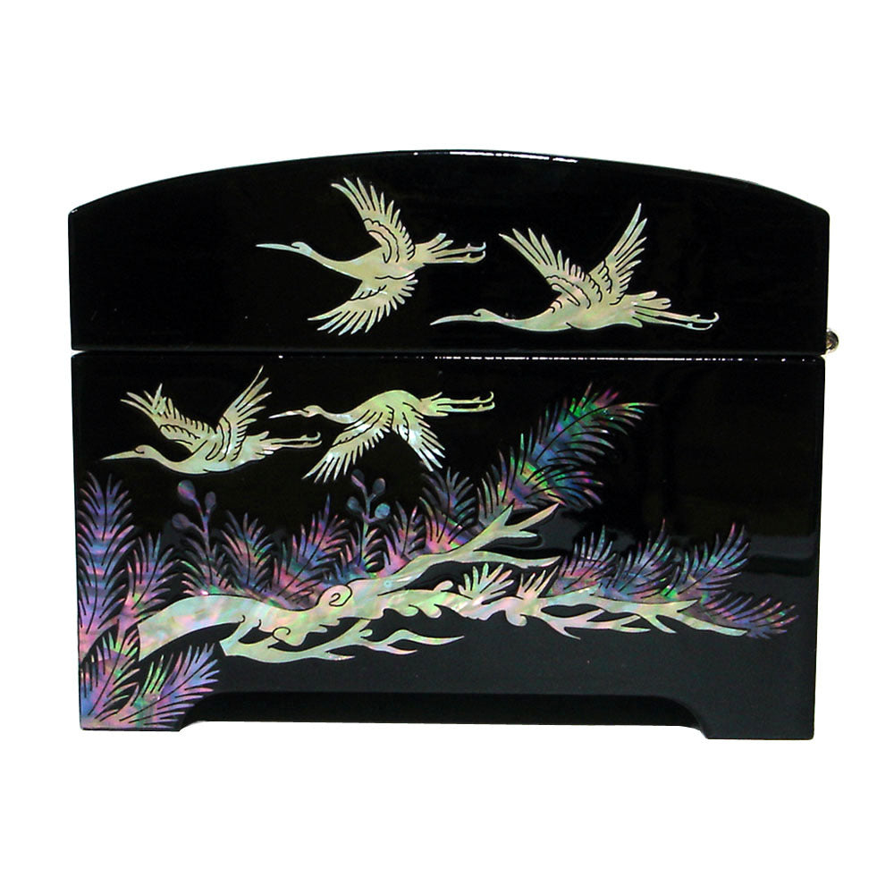 Mother of Pearl Black Wood Jewelry Earrings Ring Necklace Gift Box Case Storage