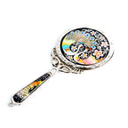 MOP Wedding Favor Bridal Round Cosmetic Makeup Hand Vanity Pouch Beauty Mirror