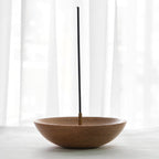 Solid Red Oak Wood No Mess Incense Stick Round Bowl Holder Burner Ash Catcher 
