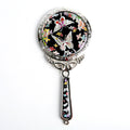 MOP Flower Butterfly Design Cosmetic Makeup Hand Held Vanity Pouch Beauty Mirror