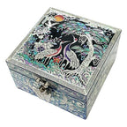 Mother of Pearl Wood Bird Travel Small Jewelry Trinket Keepsake Box Case Chest