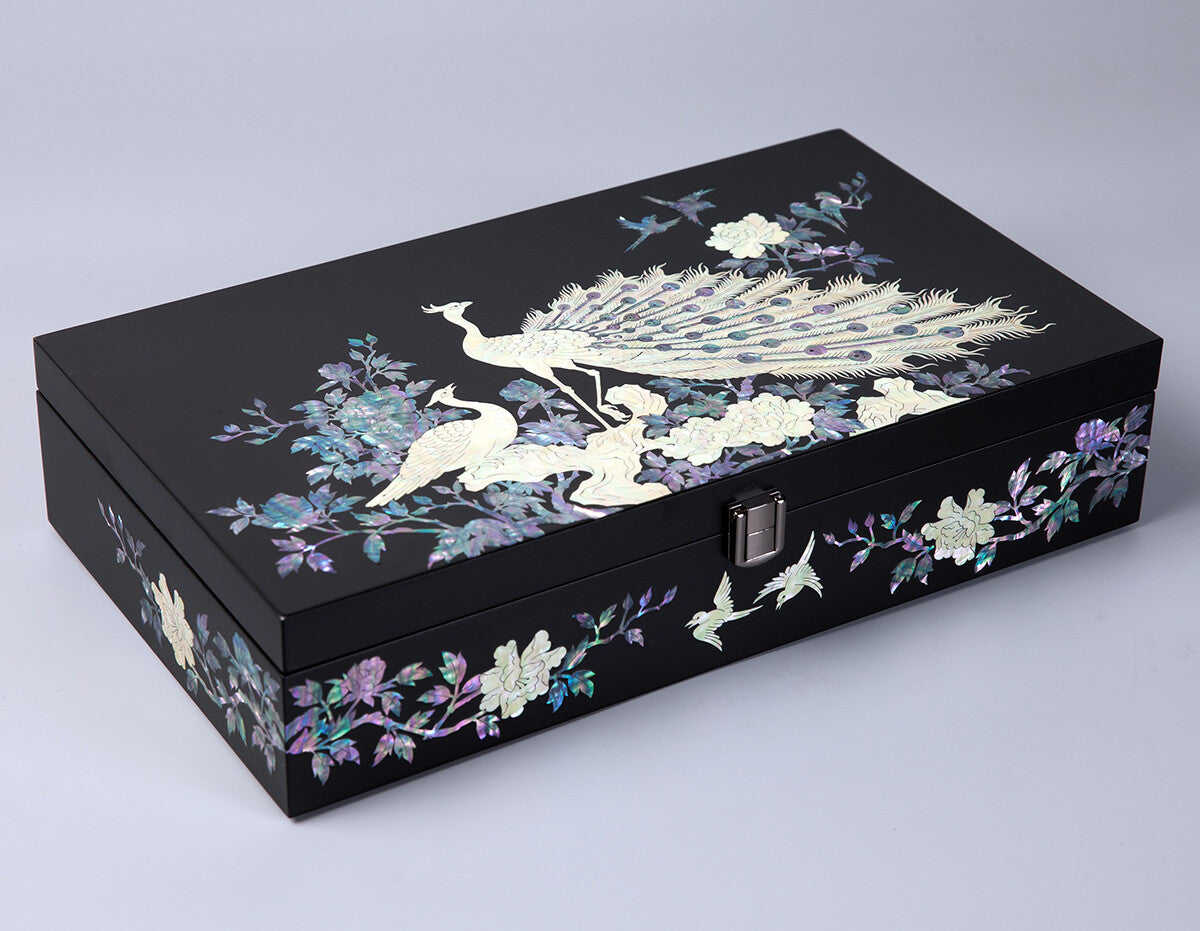 Mother of Pearl Peacock Sunglass Box Eyeglasses Display Storage Show Case Holder