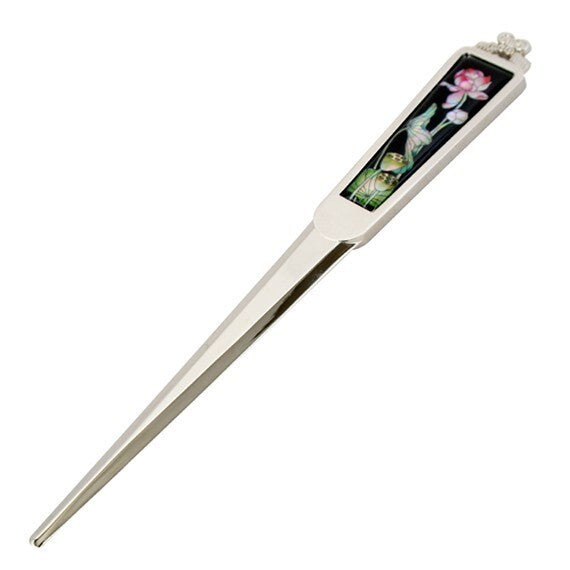 MOP Pink Lotus Flower Letter Opener Metal Sword Blade Envelope Cutter Slitter