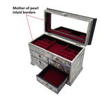 Mother of Pearl Art Wood Drawer Lacquer Jewelry Ring Necklace Keepsake Box Chest