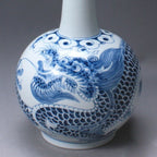 Korean Blue and White Porcelain Art Pottery Ceramic Dragon Bottle Home Decor