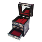 Mother of Pearl Wood Purple Jewelry Necklace Ring Earrings Box Case Chest Holder