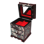 Mother of Pearl Red Wood Jewelry Ring Box Decorative Trinket Chest Case