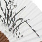 Folding White Paper Chinese Ink Orchid Painting Bamboo Wood Wall Art Fan