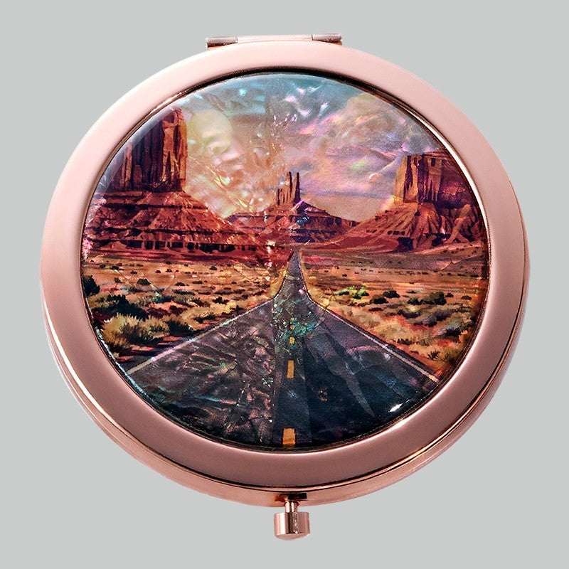 Monument Valley Mother of Pearl Compact Mirror Desert Road Trip Travel Gift