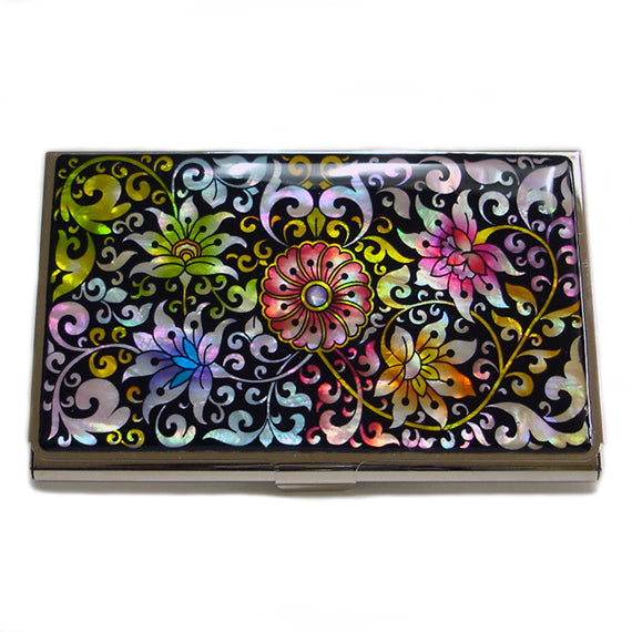 Mother of Pearl Metal Business Credit Name ID Card Money Holder Cash Case Wallet