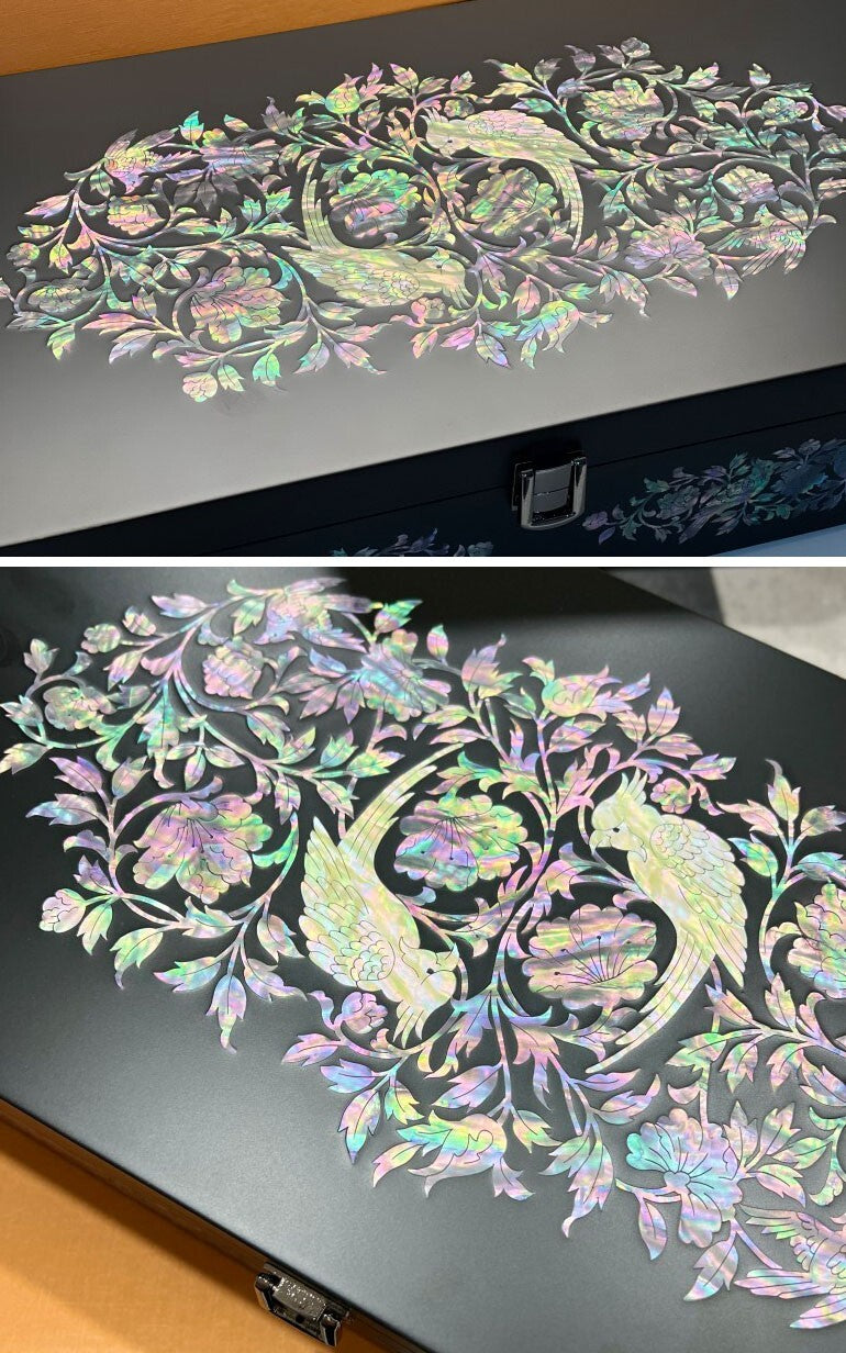 Mother of Pearl Parrot Sunglasses Box Eyeglasses Display Storage Case Organizer
