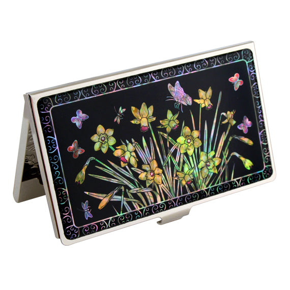 MOP Daffodil Flower Design Women Business Credit Name ID Card Pocket Holder Case