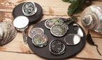 Tiger Dragon Shell Compact Mirror - Bold Mother of Pearl Purse Makeup Mirror