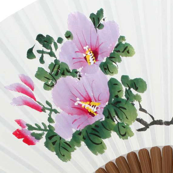 Hand Painted Pink Flower Painting Folding Paper Bamboo Wood Wall Art Gift Fan